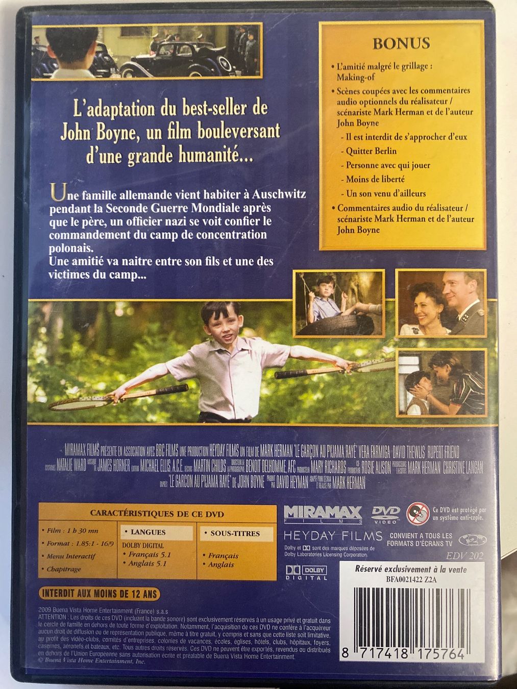 Tutti i DVDs: DVD Le Garçon au Pyjama Rayé – Usato da Le Brassus venduto da cinema13 1