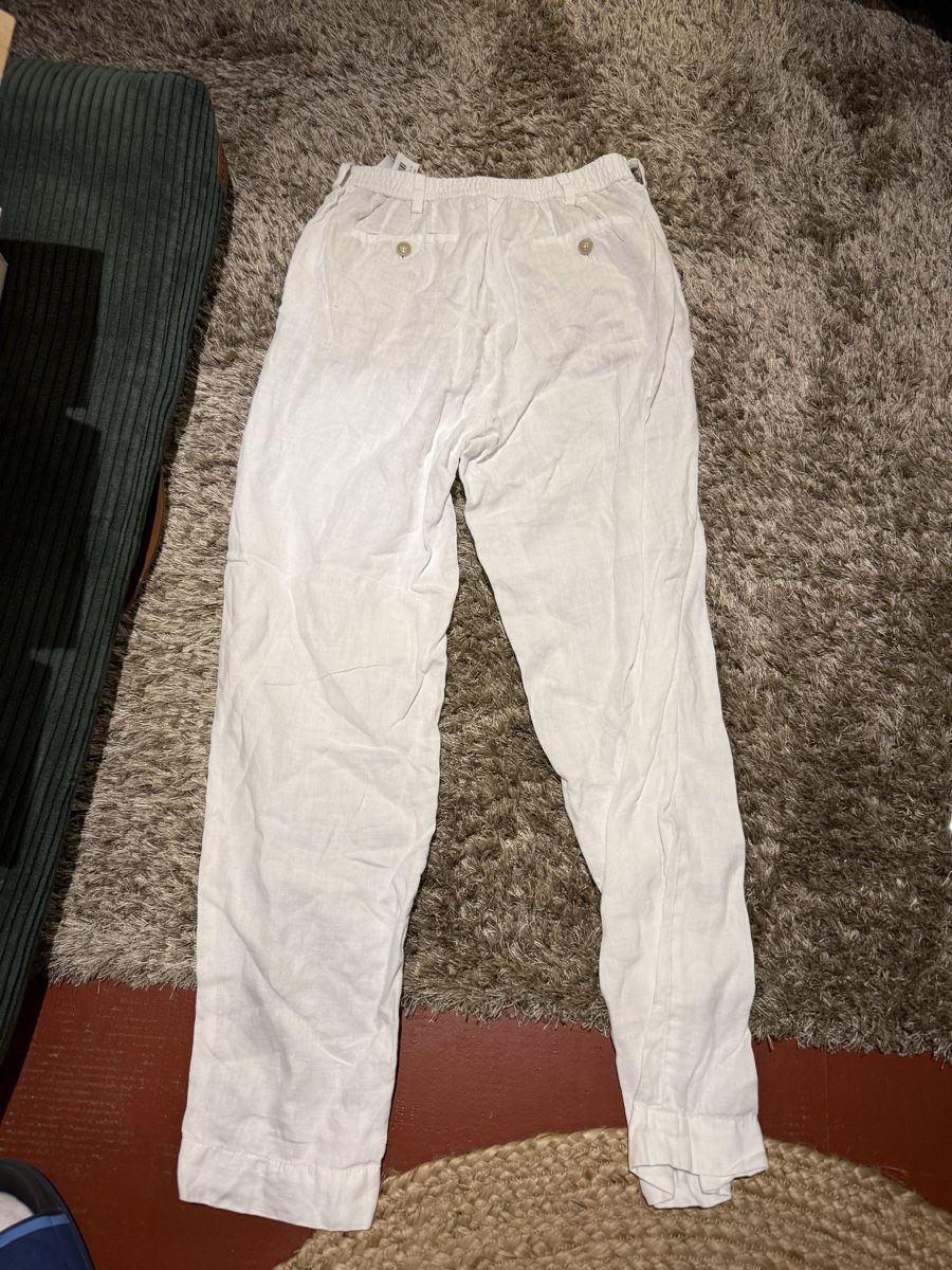 Massimo Dutti Pantaloni: Massimo Dutti Leinenhosen | Grösse 48, weiss – Nuovo (secondo la descrizione) da Küsnacht ZH venduto da Wozdav 1