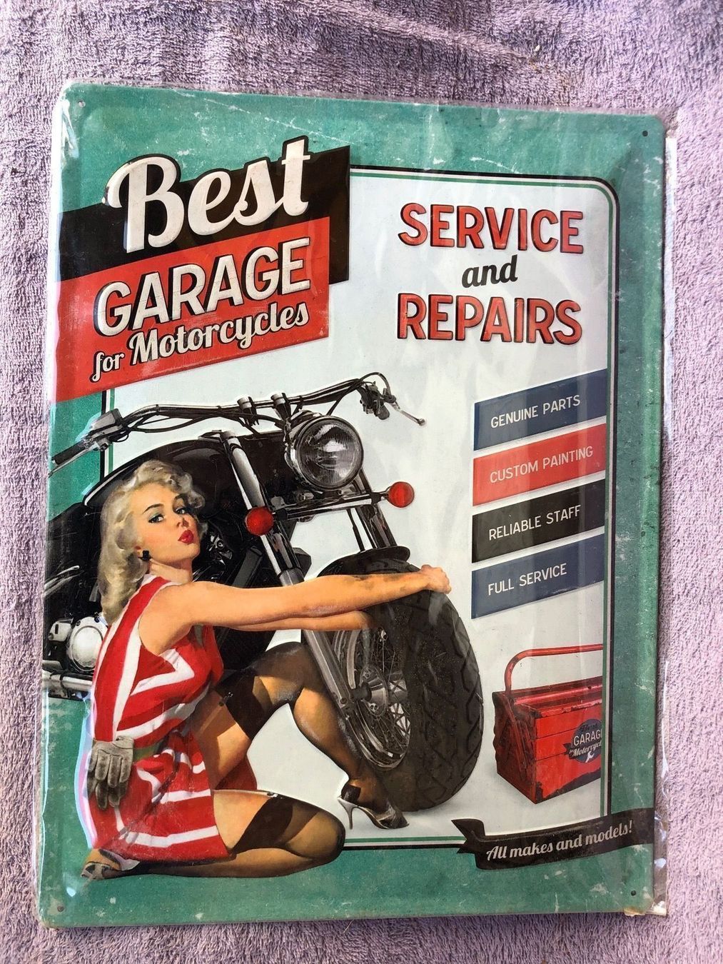 Insegne: Best garage motorcycles service pin up – Nuovo (secondo la descrizione) da Reinach AG venduto da rares75