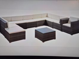 Rattanlounge gross, U-Form