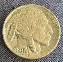 5 Cents 1937 Buffalo Nickel USA Münze