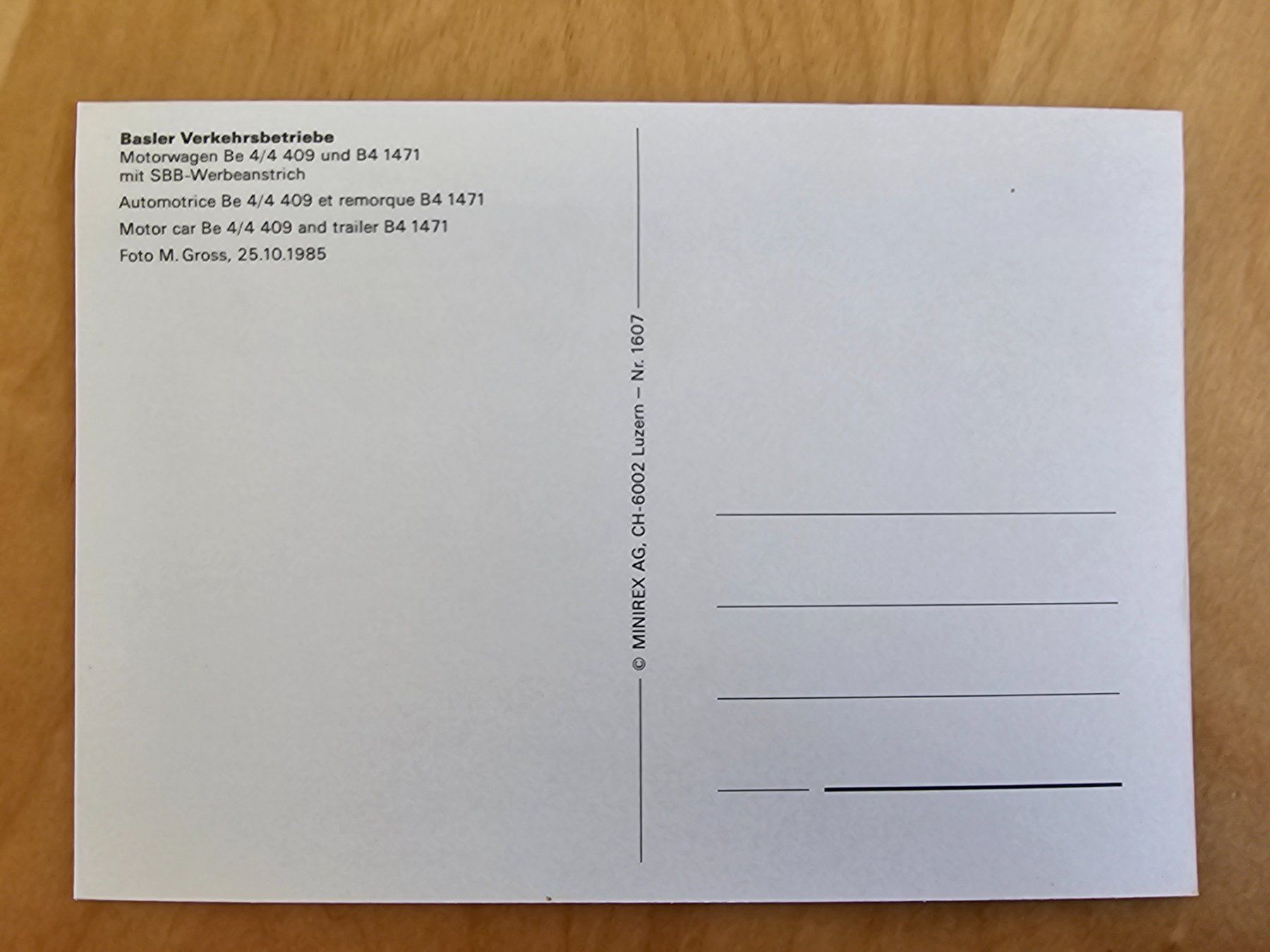 Cartoline postali: Postkarte BVB Basel Motorwagen Be 4/4 mit SBB Werbung – Nuovo (secondo la descrizione) da Matten venduto da MEFEZ 1