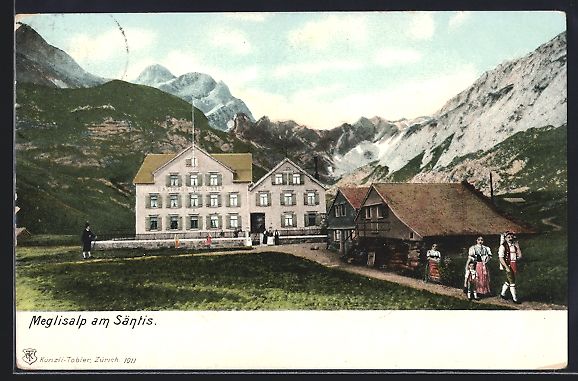Cartoline postali: Meglisalp, Gebäudeansicht mit Säntis – Usato da Berlin venduto da bartko-reher