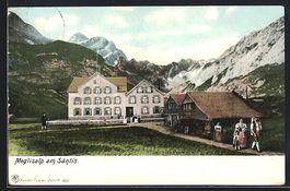 Meglisalp, Gebäudeansicht mit Säntis