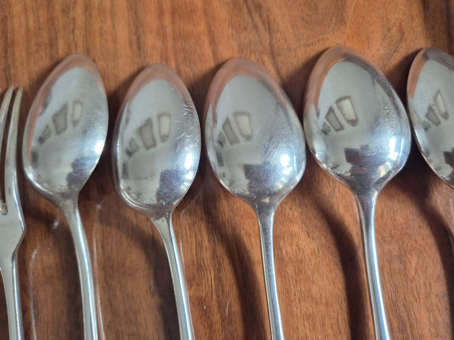 Set di posate: Besteck Set, Vintage, 5 Gabeln & 5 Löffel, Silberlook – Usato da Bern venduto da aronari 9