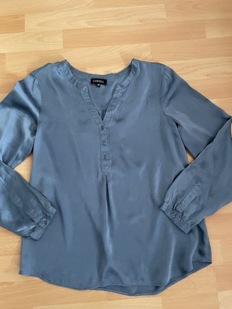 Blouse Caroll bleu en soie manches longues taille 40