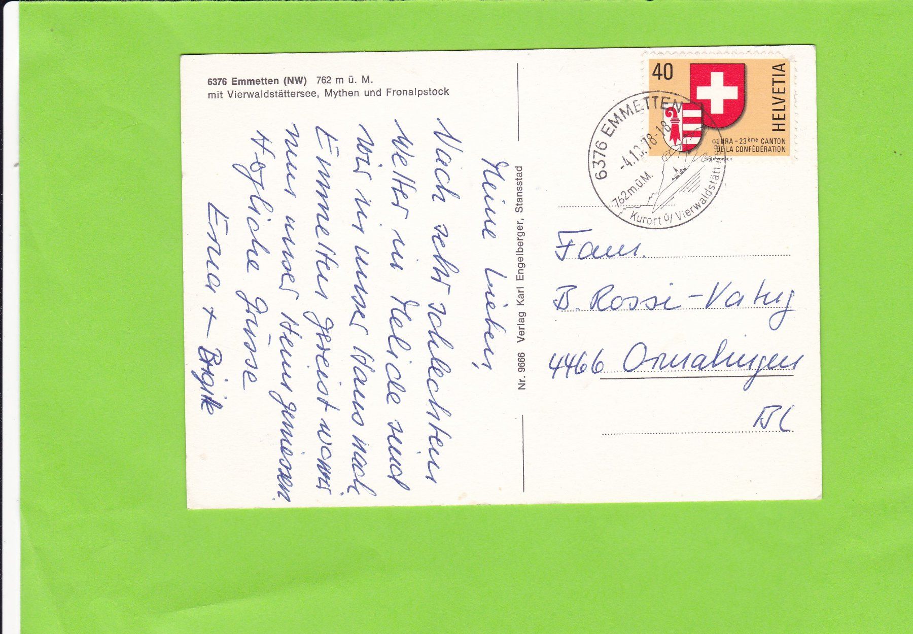 Cartoline postali: Emmetten NW – Usato da St. Peterzell venduto da neckertal 1