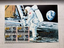 Briefmarken Erste Mondlandung Apollo 11 1969 mit Stempel