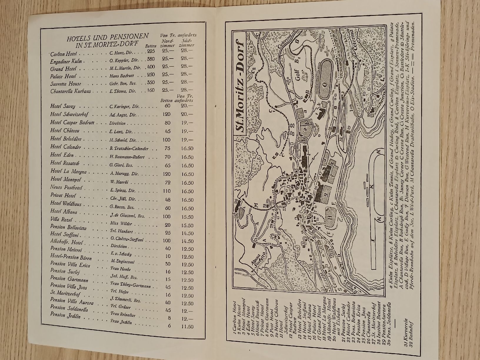 Documenti: Alter Prospekt / St Moritz Preisliste Hotels & Pension 1925 – Usato da Brugg AG venduto da Ente015 1