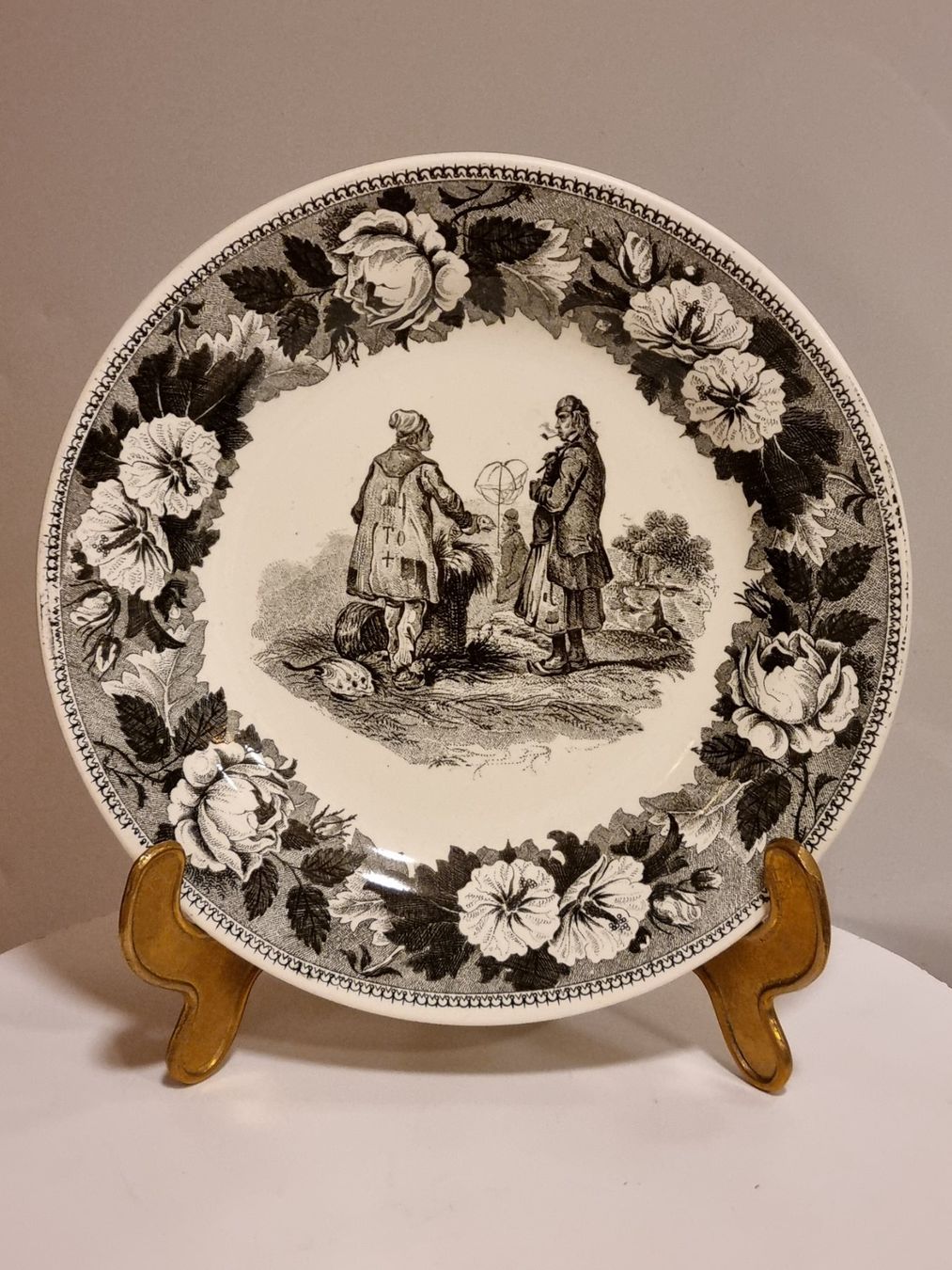 Piatti: 5 antike Zell Teller um 1850 Transferware – Usato da Scharnachtal venduto da devin03 1
