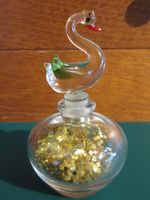 Parfum Flacon, Glasflasche mit Glas Schwan + Glitzer