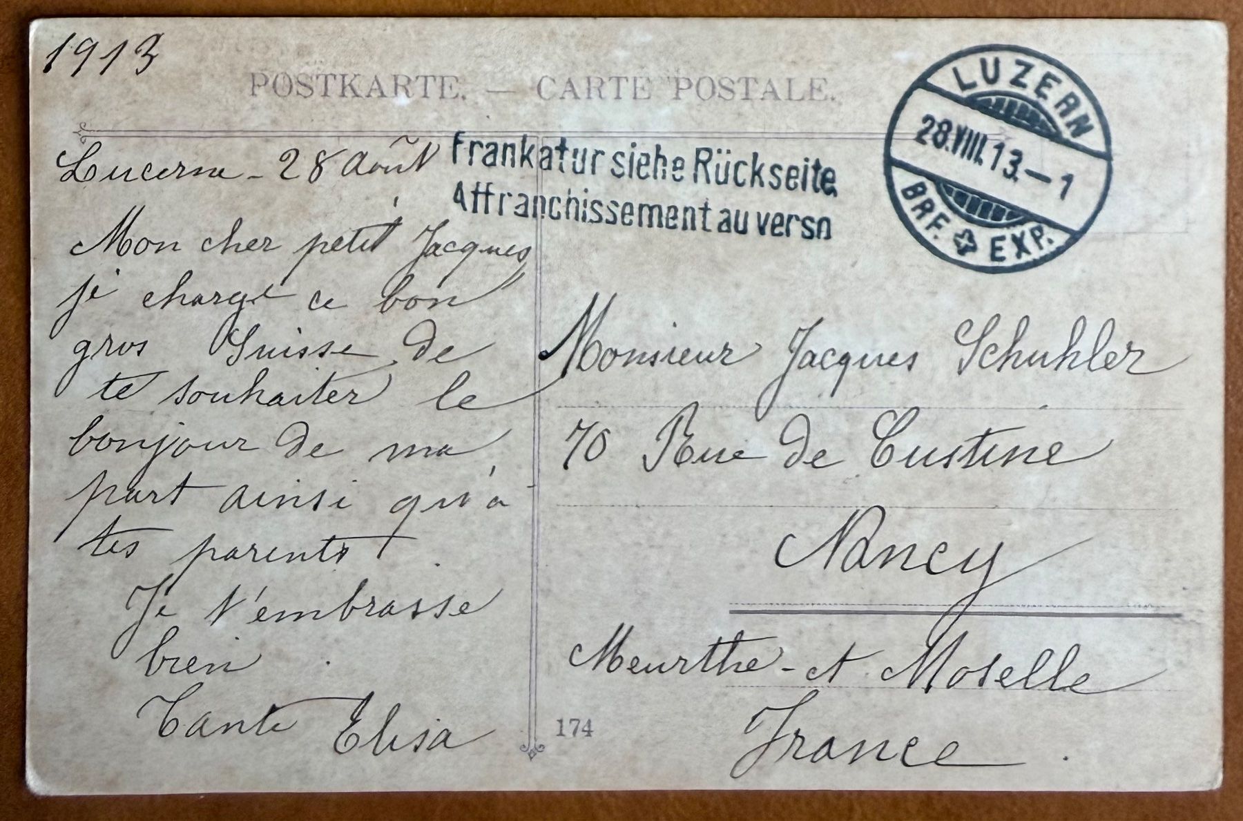 Cartoline postali: Luzern - Schweizertrachten - 1913 – Usato da Lutry venduto da Ediego 1