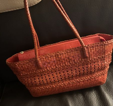Tosca Blu Handtasche geflochten Leder braun gebraucht