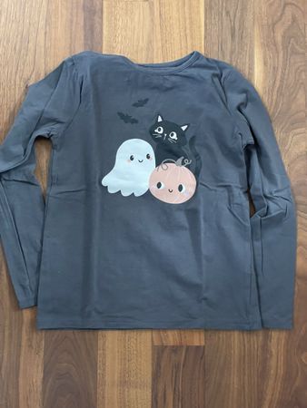 Langarmshirt Halloween Motiv grau Grösse 134/140