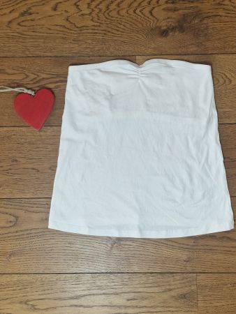 Damen Bandeau Top weiss gerafft in gutem Zustand Grösse L