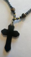 Hämatit Kette mit Kreuz 42cm