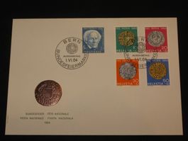 Pro Patria FDC 1964 Nr. 118 - 122 "Schweizer Münzen"