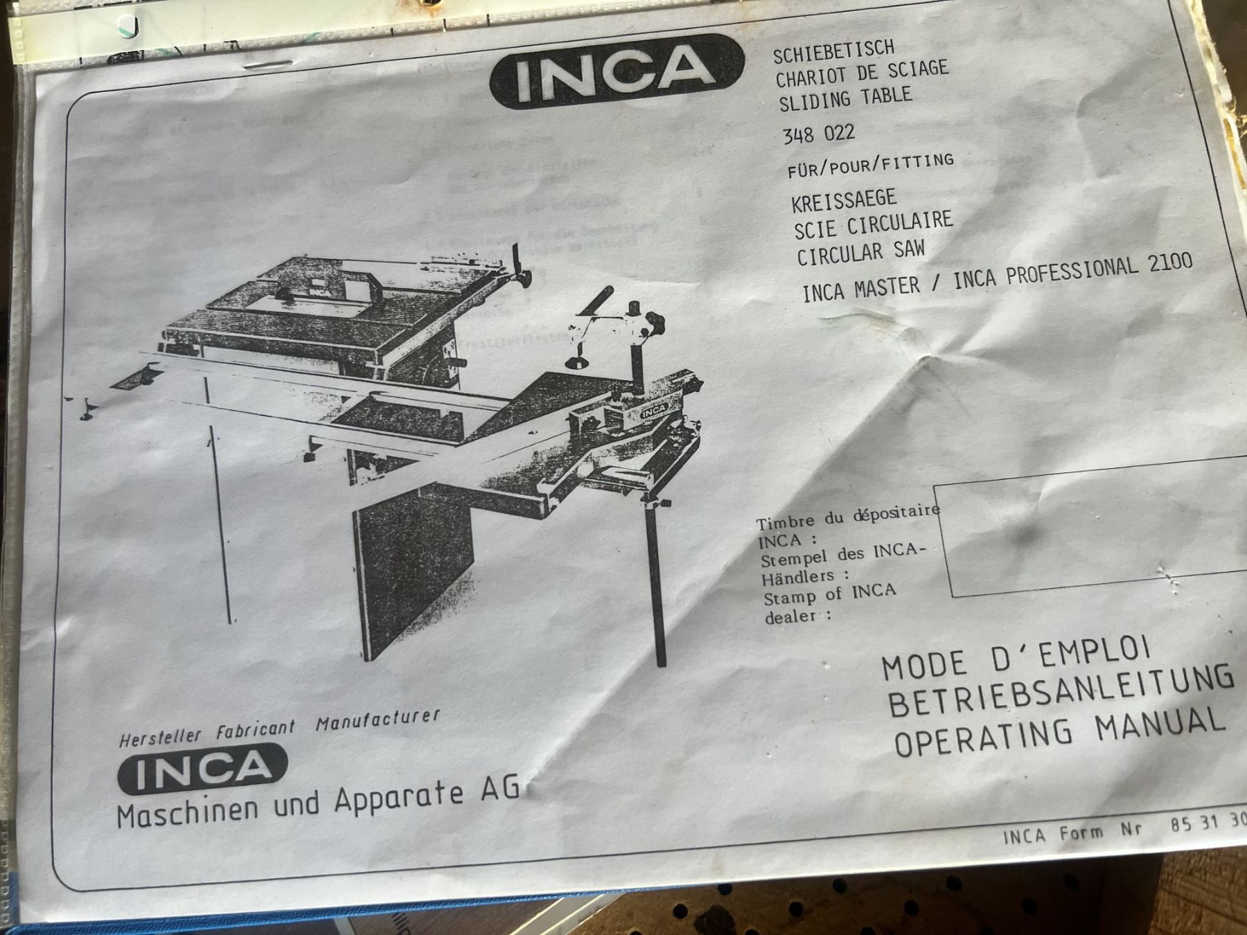 Inca Tutte le macchine: scie circulaire + chariot de sciage – Usato da Neuchâtel venduto da scalpell 5