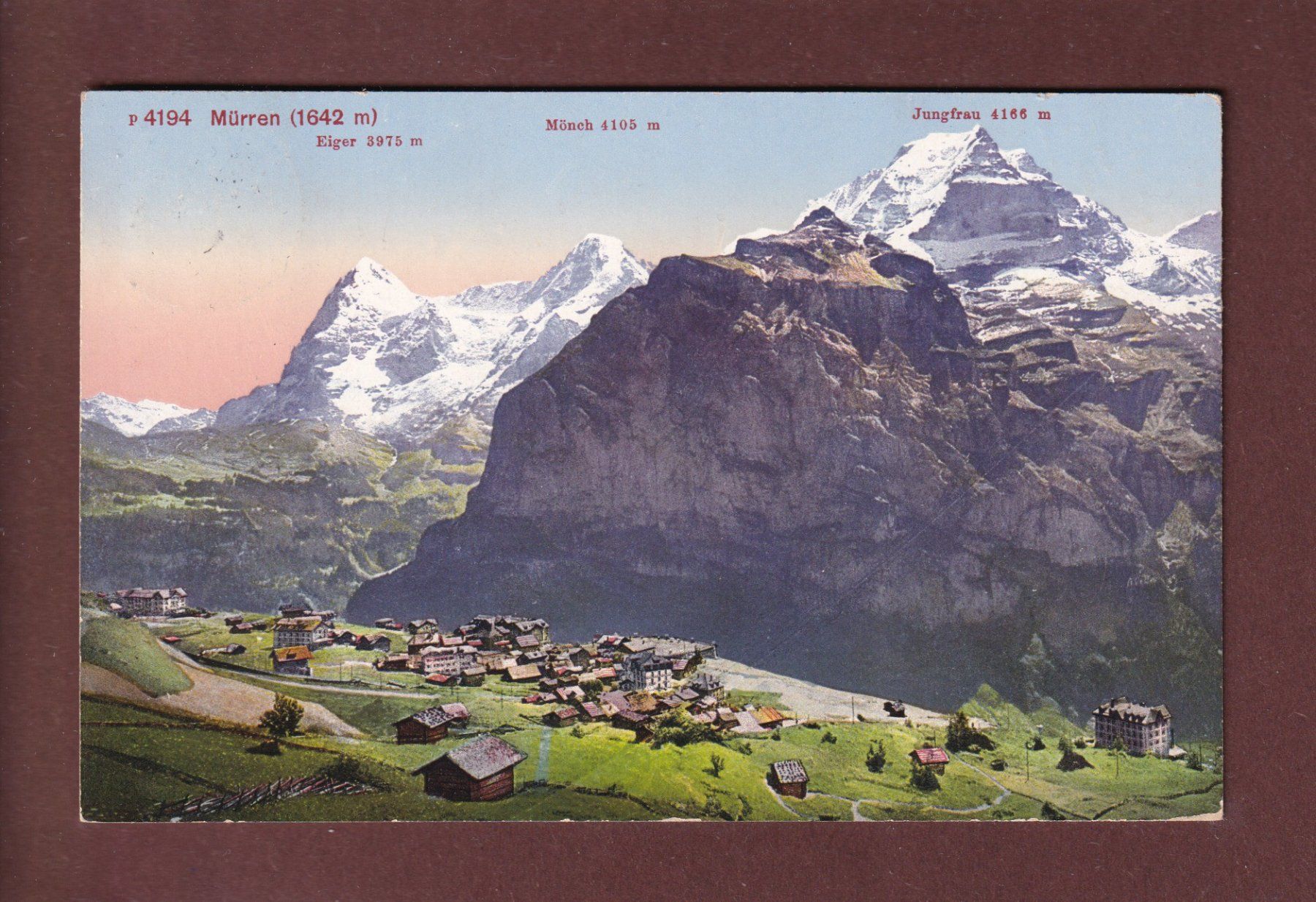 Cartoline postali: MÜRREN - 1919 – Usato da Pully venduto da nicecards