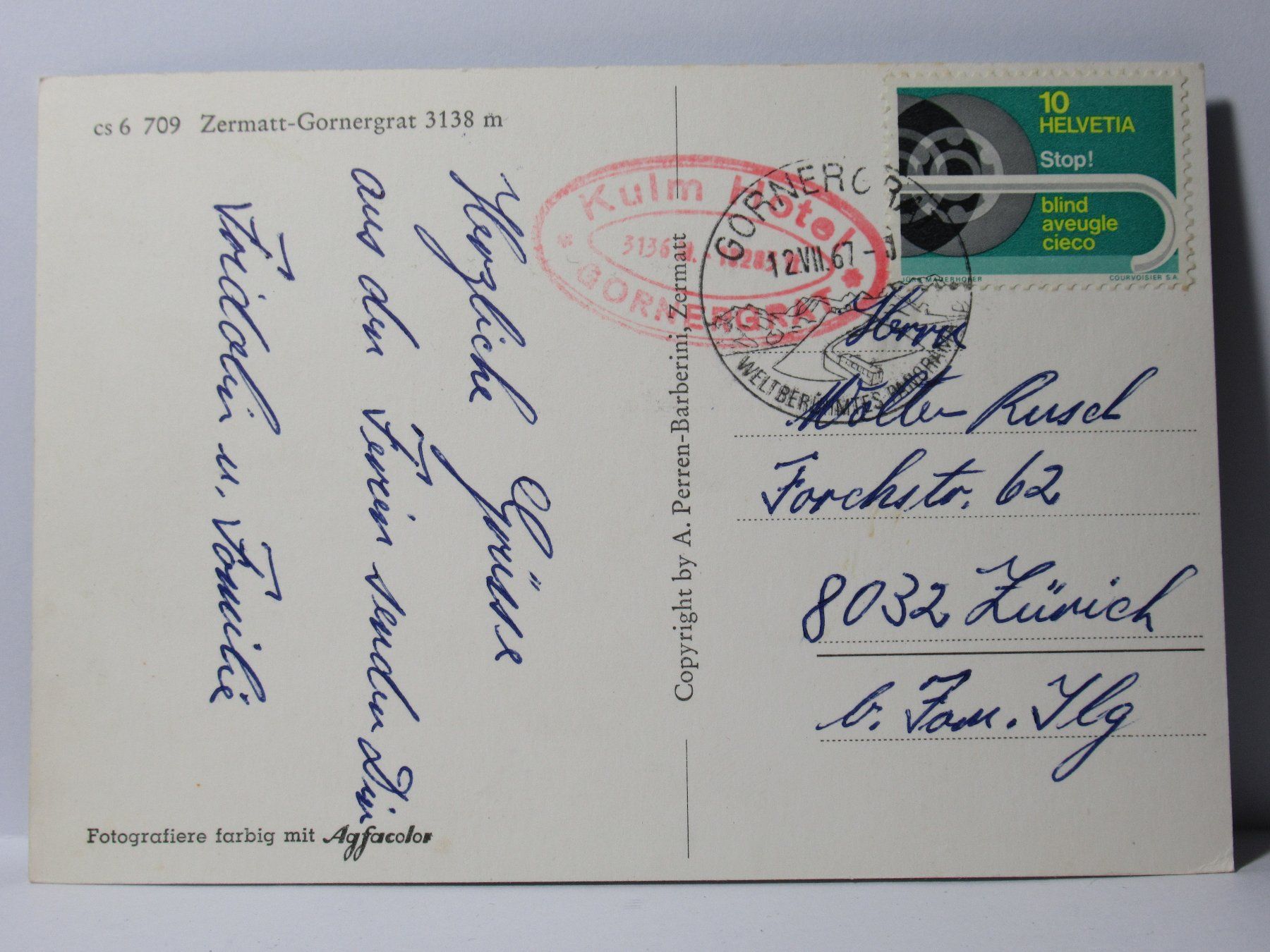 Ansichtskarten: Zermatt - Gornergrat , Bergbahn 1967 – Gebraucht aus Grenchen von Bluemchen1900 1