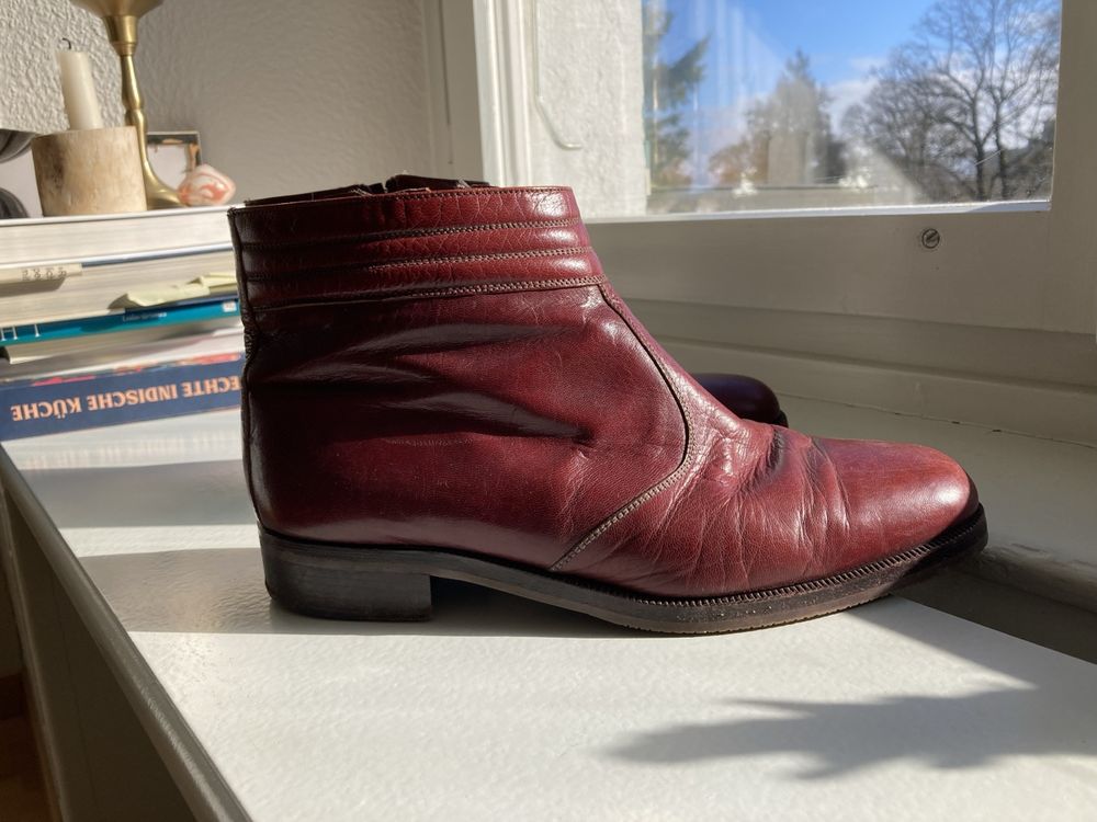 Chelsea Boots dunkelrot/braun aus Leder, Vintage, Boho (Gebraucht) in ...