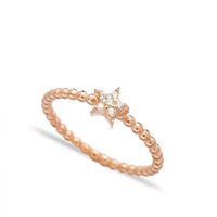 Ring Zirkonia fein Stern 925 roségold filigran Klassiker 52
