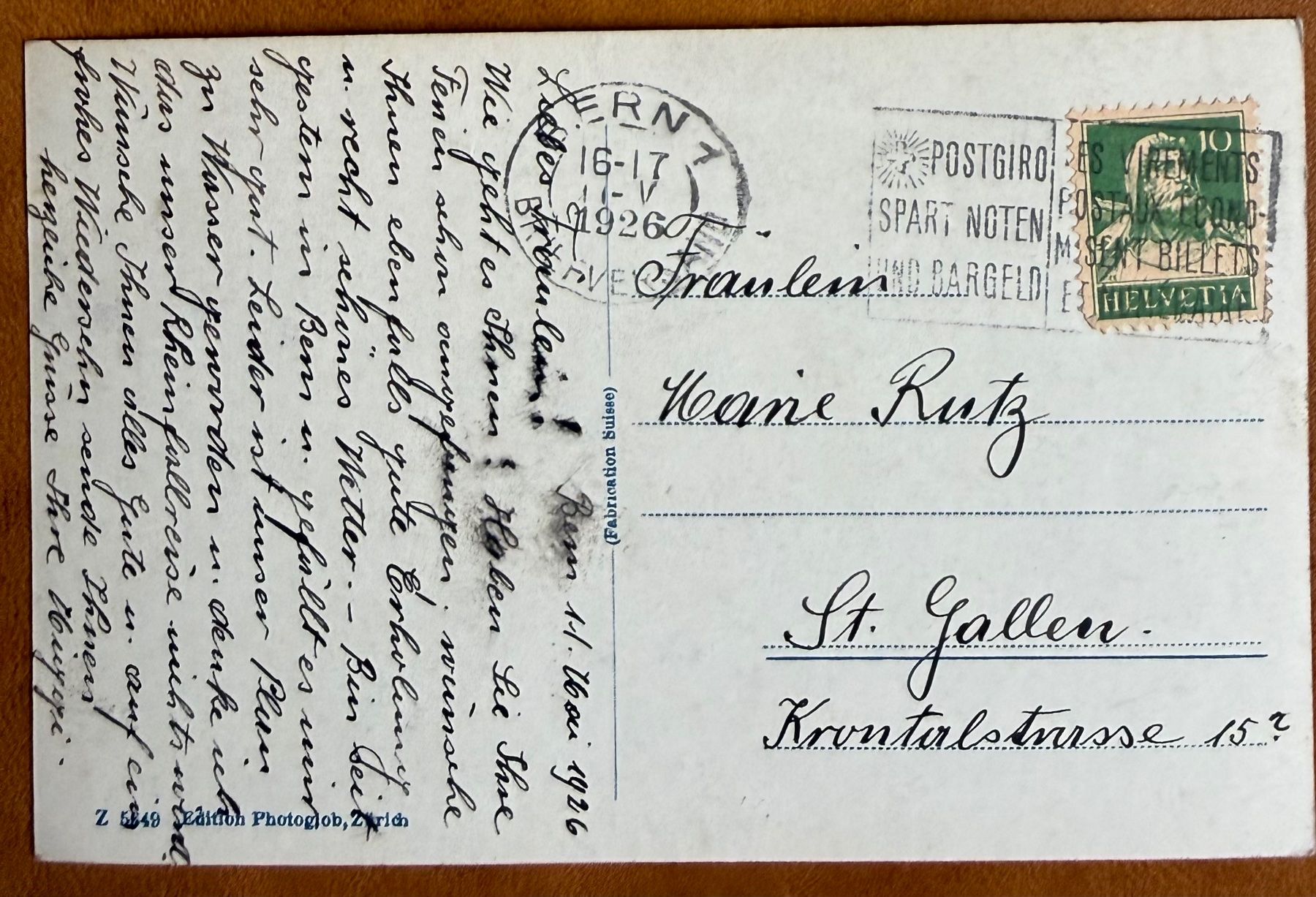 Cartoline postali: Bern - Aar vom aargauerstalden 1926 – Usato da Lutry venduto da Ediego 1