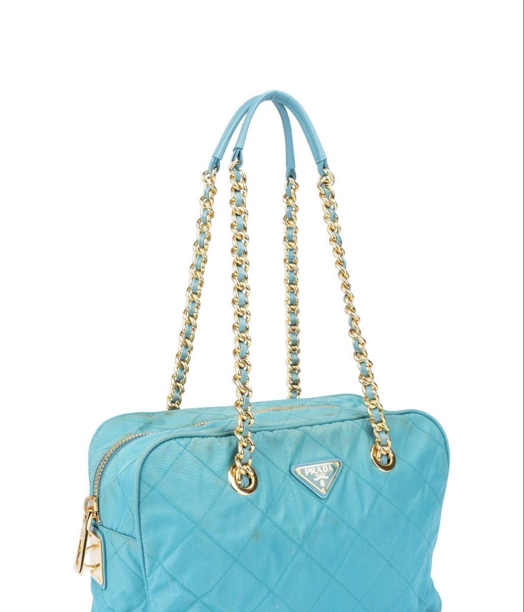 Prada Borse da donna: Prada quilted nylon chain bag in türkis – Usato da Ehrendingen venduto da ali_8rdt 2