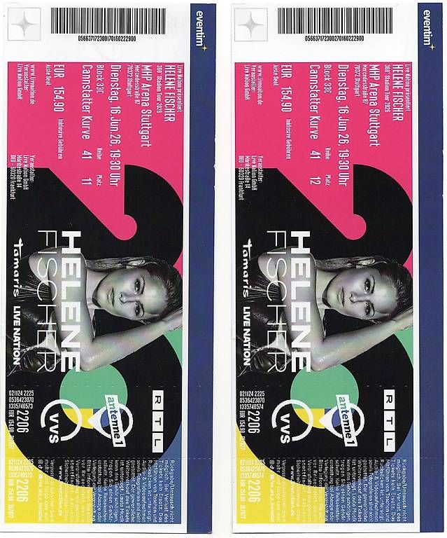 Biglietti: Tickets Helene Fischer Stuttgart – Nuovo e nell'imballaggio originale da Embrach venduto da Balzli