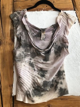 Upcycling Wasserfall Ausschnitt Shirt Batik M 36 38