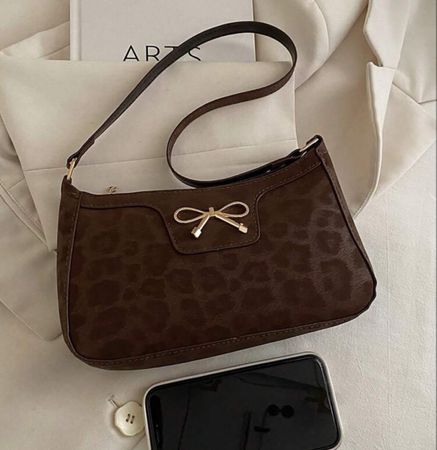 Sac bandoulière marron motif léopard neuf