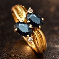 Bague ancienne en or 18K – Saphirs & diamants - T58