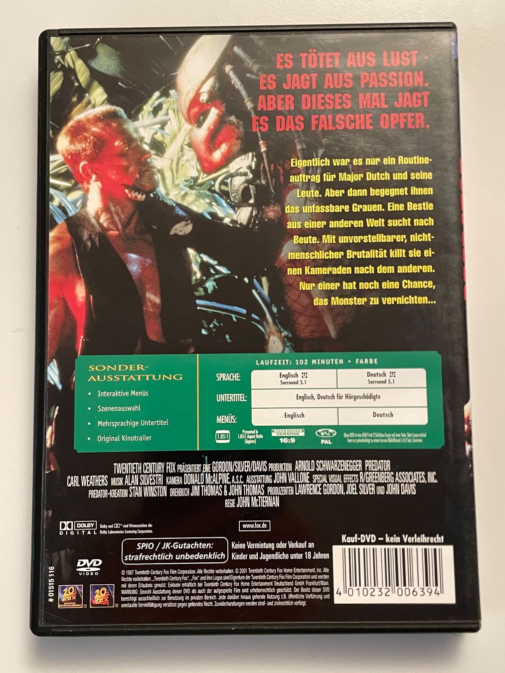 Alle DVDs: Predator – Arnold Schwarzenegger – Gebraucht aus Muri b. Bern von AdidasCollector 1