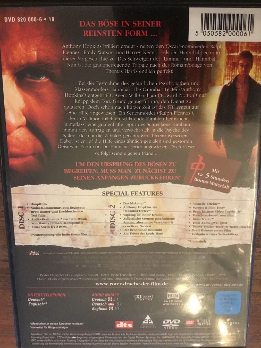 Tutti i DVDs: Roter Drache - Hannibal Lecter Trilogie, DVD – Usato da Thierachern venduto da sweden08 1
