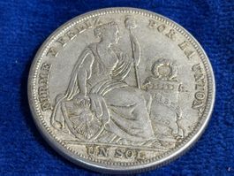 Silbermünze Peru 1 Sol 1925 Lima gebrauchter Zustand