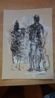 Jazz! Dessin A. Bréchet: Trompette & Contrebasse