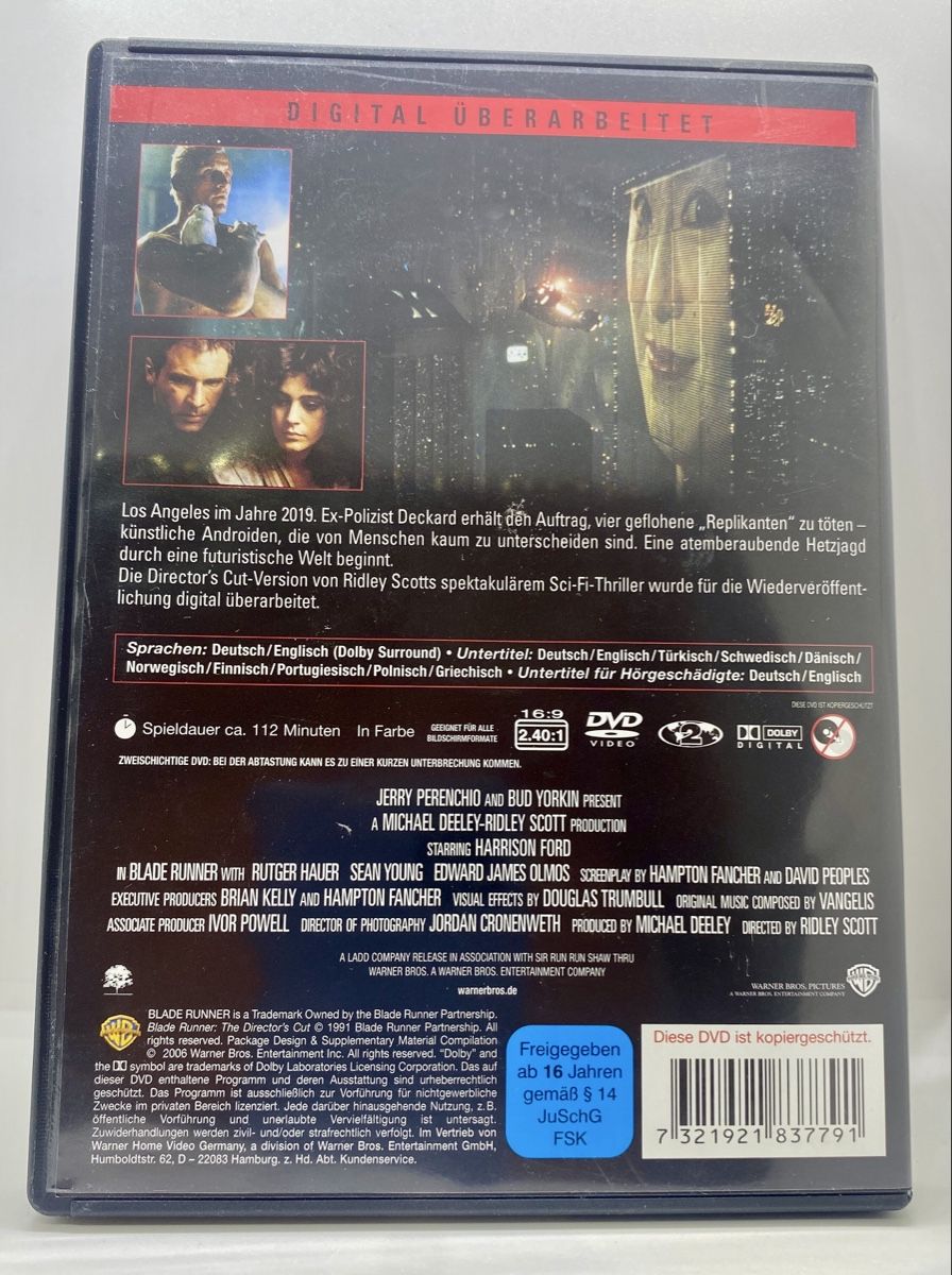 Tutti i DVDs: Blade Runner - The Director's Cut - DVD - Top – Usato da Zürich venduto da m7lx 1