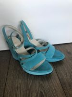 Sandales compensées bleues style vintage été - Taille 38FR