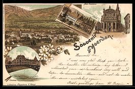 Litho Yverdon, Place Pestalozzi, Bains, 