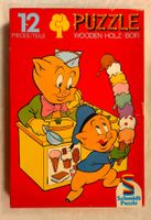Schweinchen Dick Holzpuzzle 1979 / 12 Teile komplett