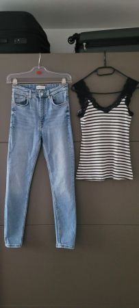 Jean  Zara & T-shirt Promod taille S /36 Coton