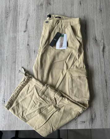 Brandneue Beige Cargo-Hose aus 100% Baumwolle
