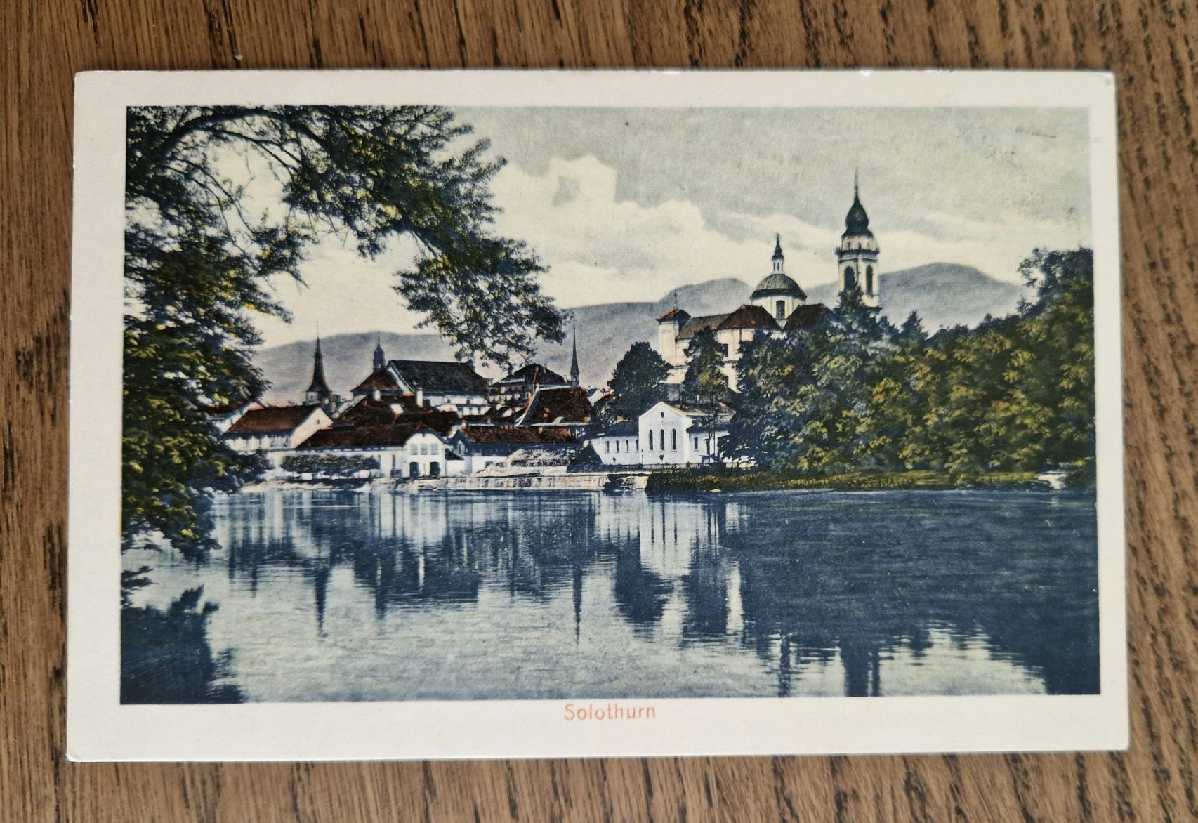 Cartoline postali: Solothurn: Panorama an die Aare  1933 – Usato da Ebikon venduto da Donar50