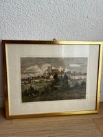 Original Radierung Handkoloriert Stadtansicht signiert