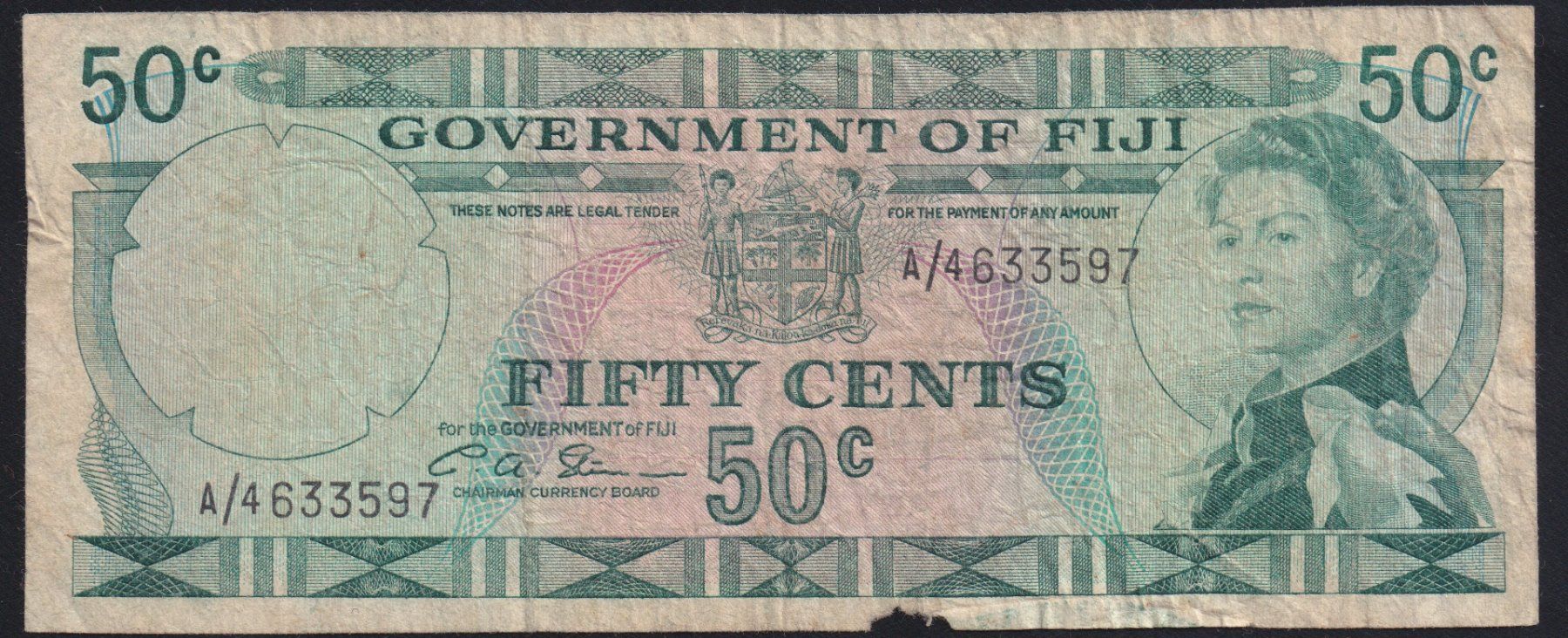 Billets de banque: Fiji 50 Cents 1971 – D'occasion à Brugg AG par banknoten_muesli
