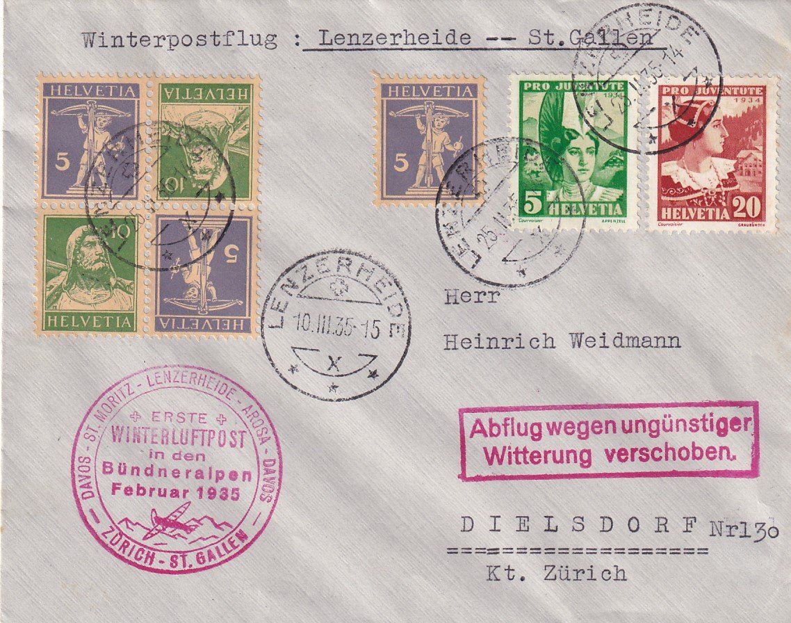 Tutti i francobolli: 1. Winterluftpost in den Bündner Alpen 1935 – Usato da Baar venduto da Asmara111