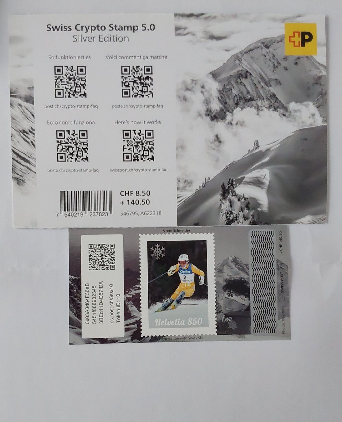Alle Briefmarken: 3 x Swiss Crypto Stamp 5.0, Basic, Silver, Bronze – Gebraucht aus Münchwilen AG von Nesar 2