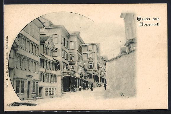 Cartes postales: Appenzell, Strassenpartie mit Geschäft  – D'occasion à Berlin par bartko-reher