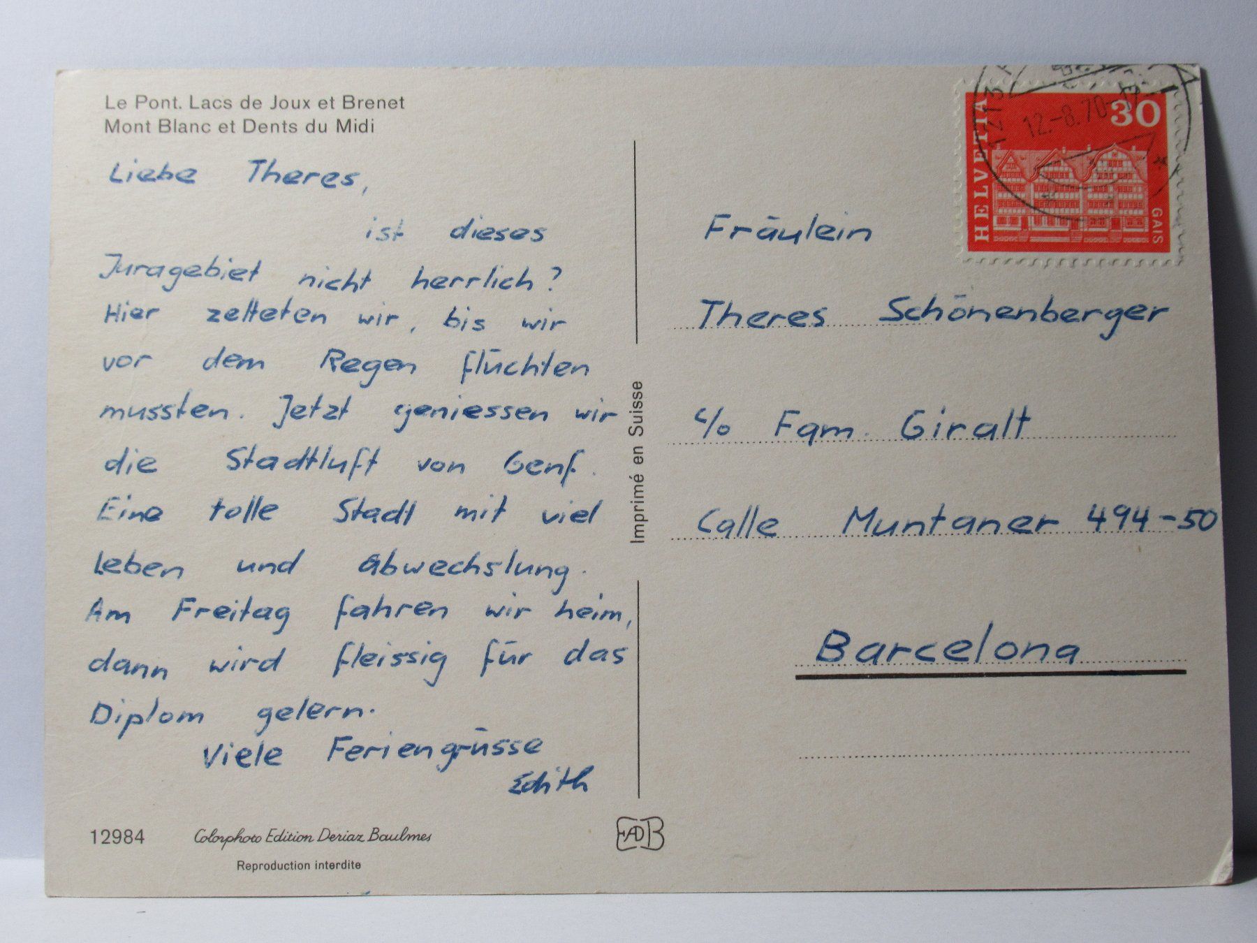 Cartoline postali: Le Pont . Lacs de Joux et Brenet – Usato da Grenchen venduto da frechri 1