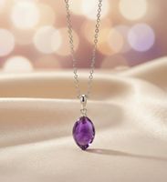 Silber 925 Collier mit Natur-Amethyst - Neu